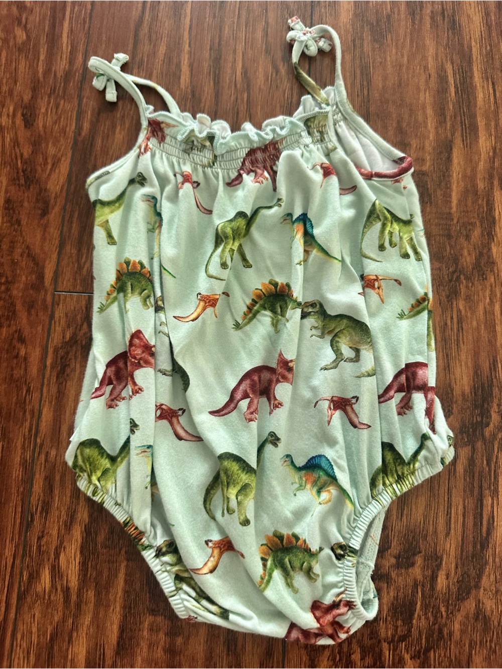 Posh Peanut Mint Tank Top with Multicolor Dinosaur Print